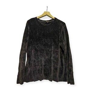 CP Shades Crew‎ Neck Chenille Sweater, Size S, Dark Brown/Plum